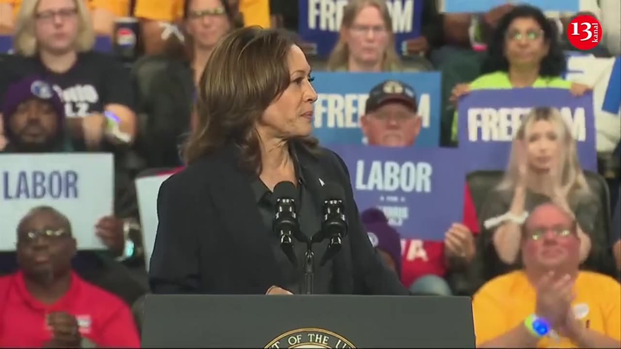 In Michigan rally, Kamala Harris criticizes Donald Trump's record on manufacturing jobs