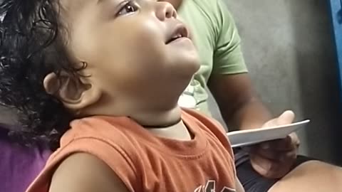 Cute baby laughing