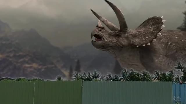 A big dinosaur appeared on the street outside my house