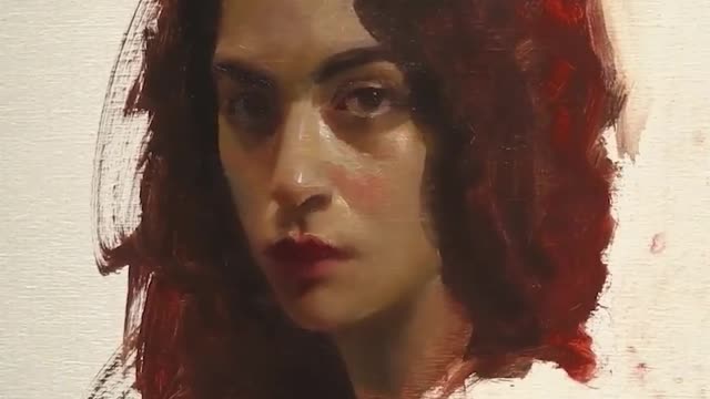 Timelapse of Artist Making Oil Painting of Beautiful Woman