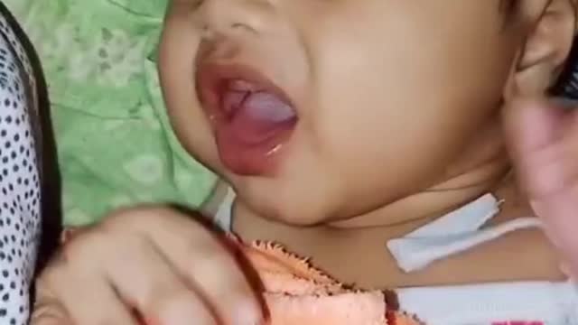 Angry and hungry cute little baby . Cute little baby