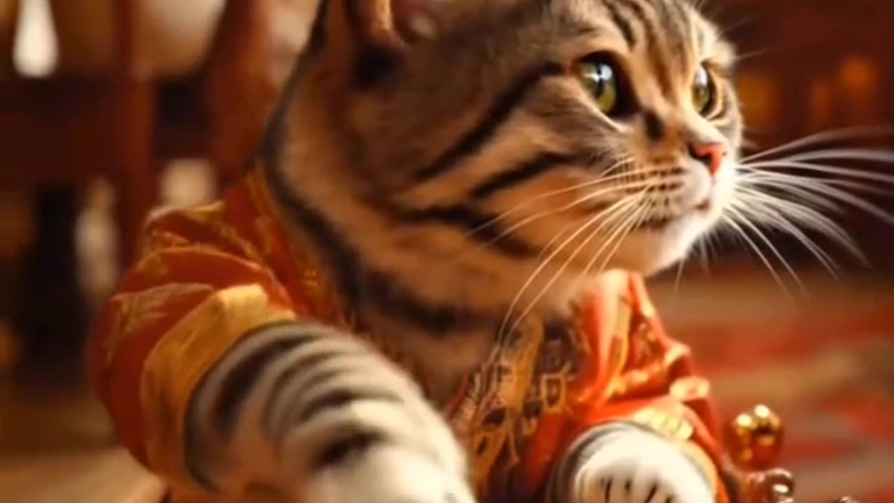 Cat in Chinese Costume Playing Guzheng | Relaxing Chinese Melodies