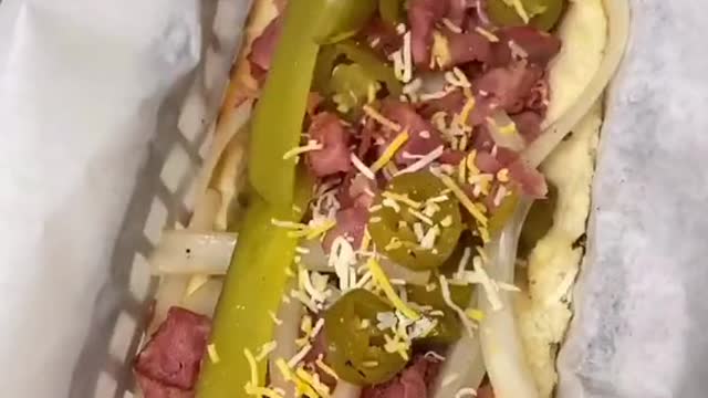 FOOT LONG BACON WRAPPED PASTRAMI HOTDOG🌭