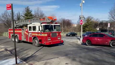 FDNY Spare Ladder 27 Responding Nearby Crotona Park Arthur Avenue