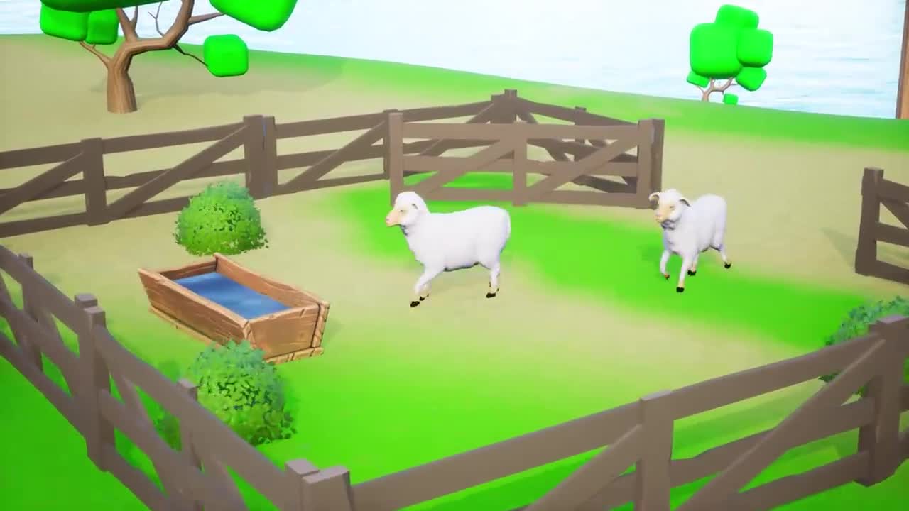 Farm Diorama - Farm Animals, Wild Animals | 3D Cartoons Sheep, Horse, Goat, Pigs, Bull Animals-5