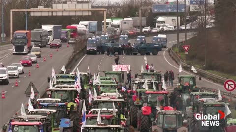 Farmer protests: Armoured police vehicles block highway as tractors push to reach Paris