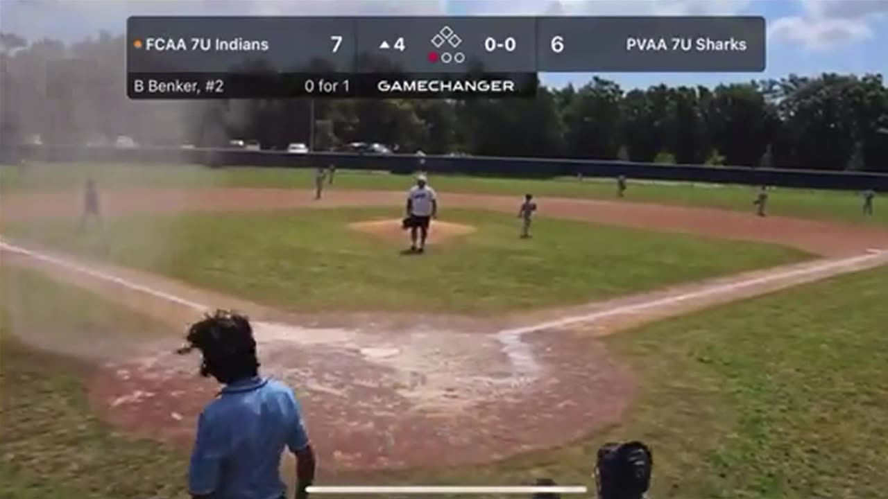 Dust Devil Engulfs Catcher at Little League Baseball Game