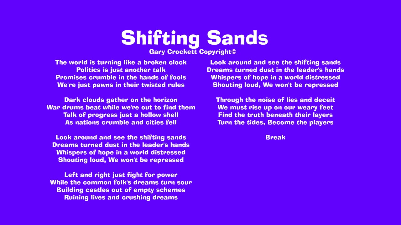 Shifting Sands Song