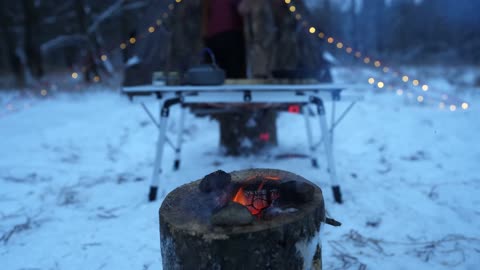 Winter SOLO camping ASMR