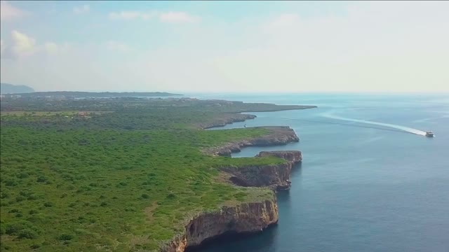 aerial landscape of the beautiful bay of cala mandia with a wonderful turquoise sea porto cristo