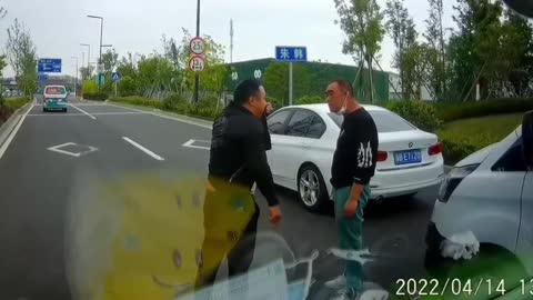 Driving down the road, a fight broke out