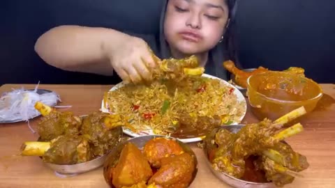 SPICY MUTTON CURRY SPICY CHICKEN CURRY AND SPICY EGG CURRY WITH CHICKEN AND VEGETABLE FRIED RICE