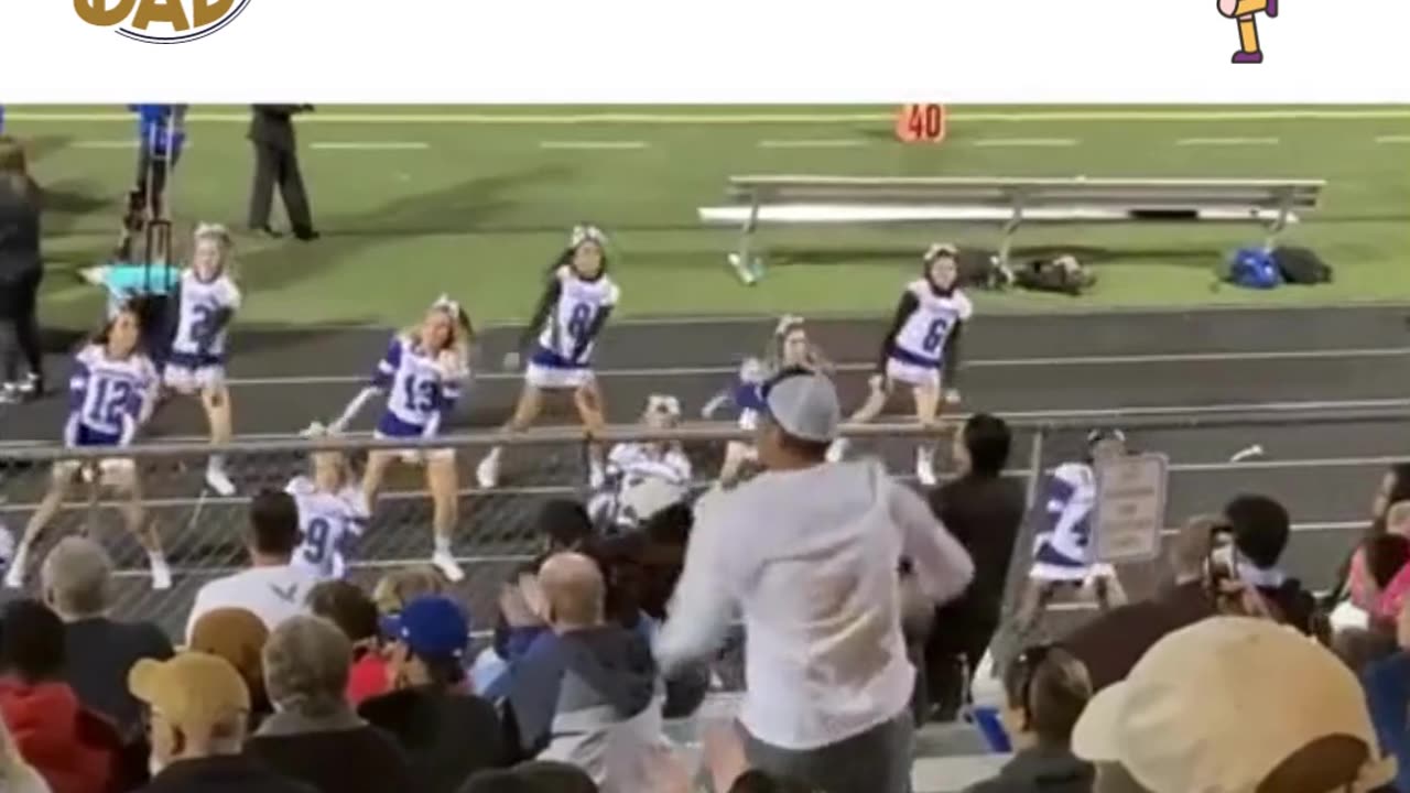 Dad helps cheerleader daughter. ❤️‍🔥Very funny!