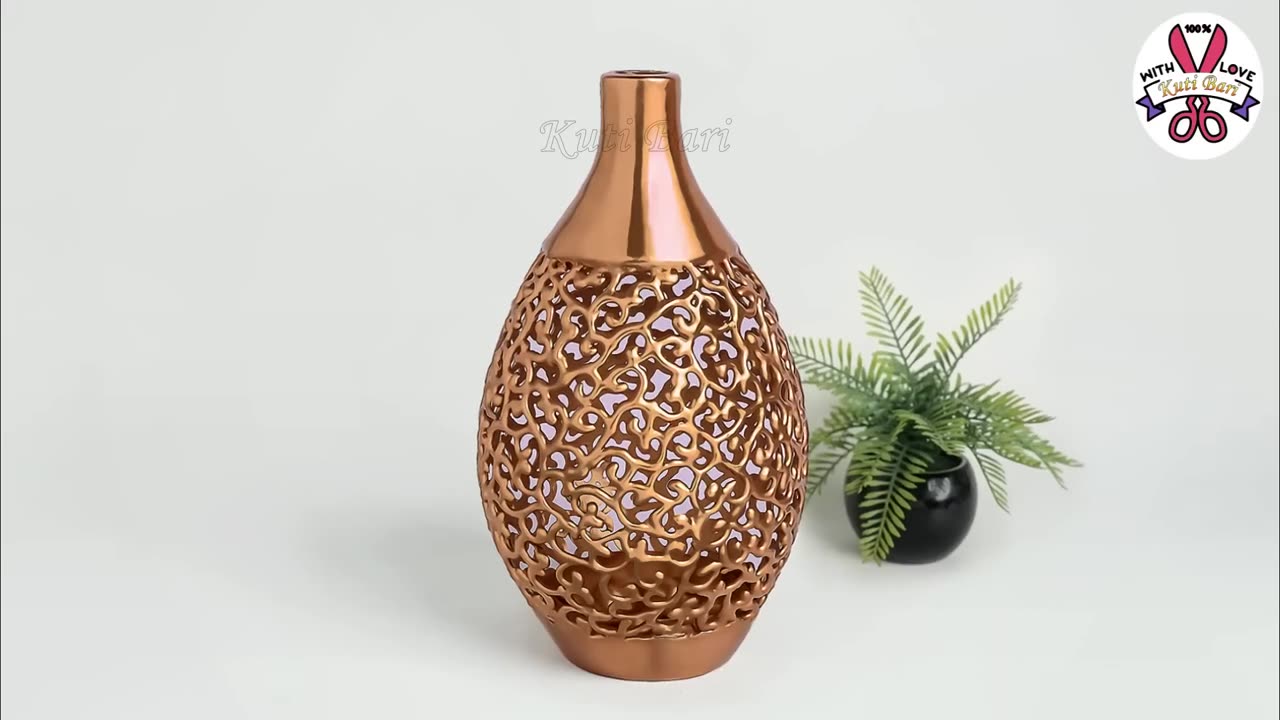 Plastic bottle flower vase __ Flower vase making with Hot glue __ Best out of waste