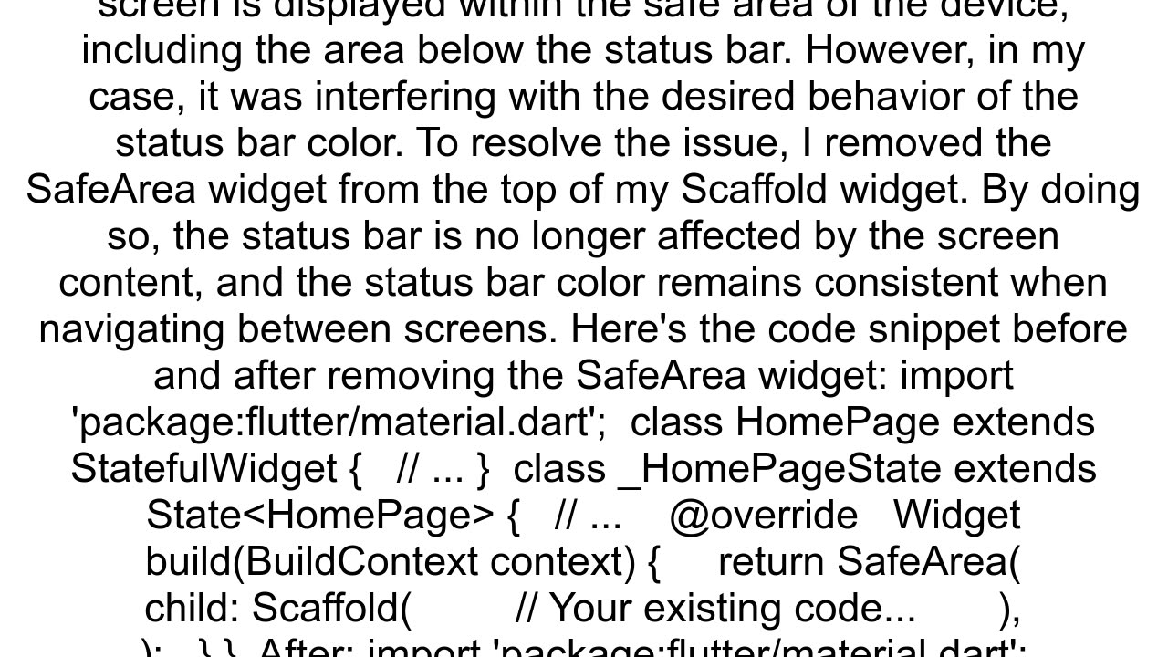 Flutter Status bar color changes to default when navigating between screens