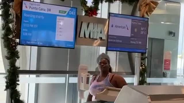 Upset Lady Chases American Airlines Worker