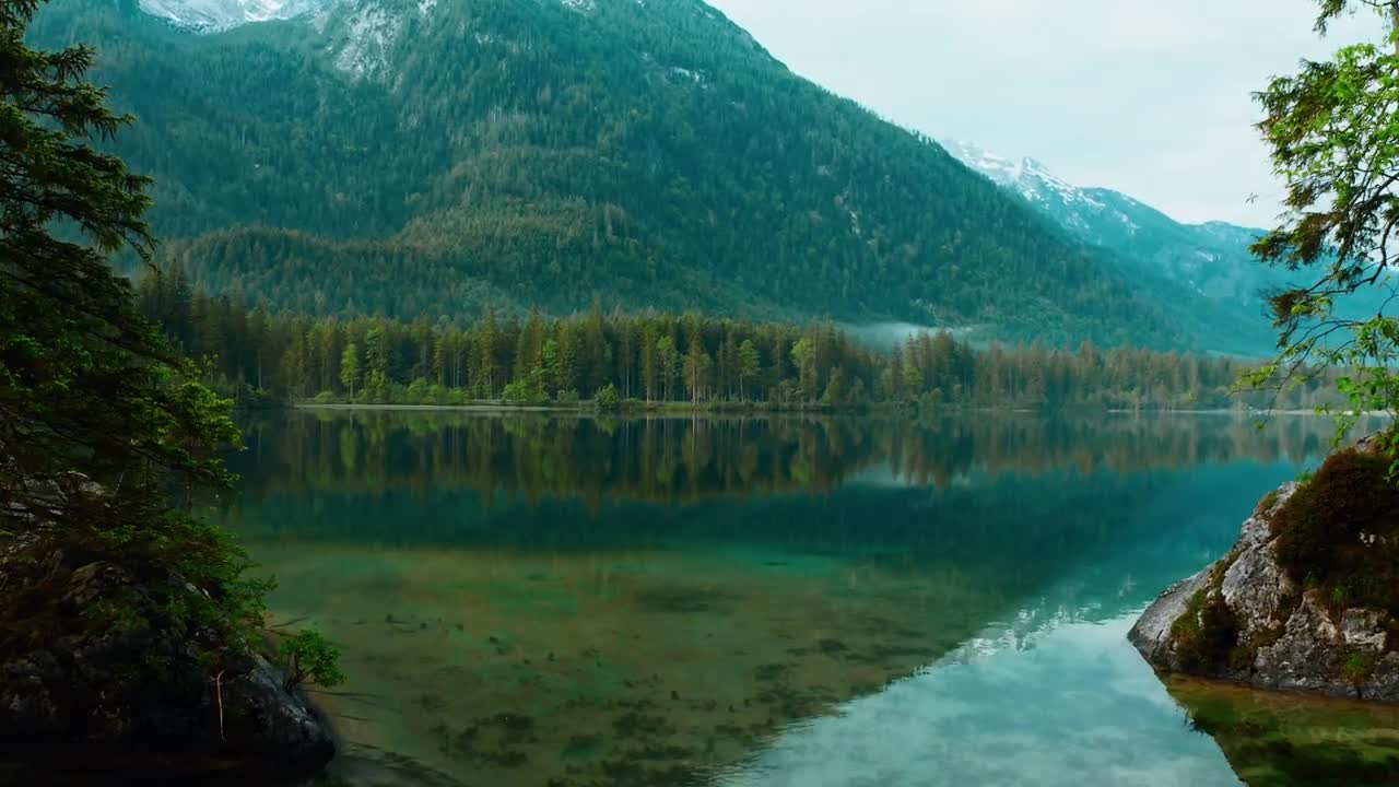 Lake Hintersee in Bavaria, Germany - 4K Meditation Drone Video