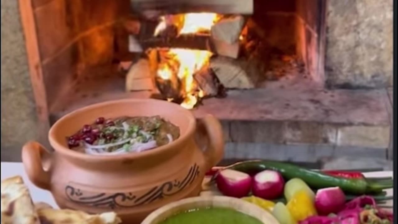 Georgian feast by the fireplace