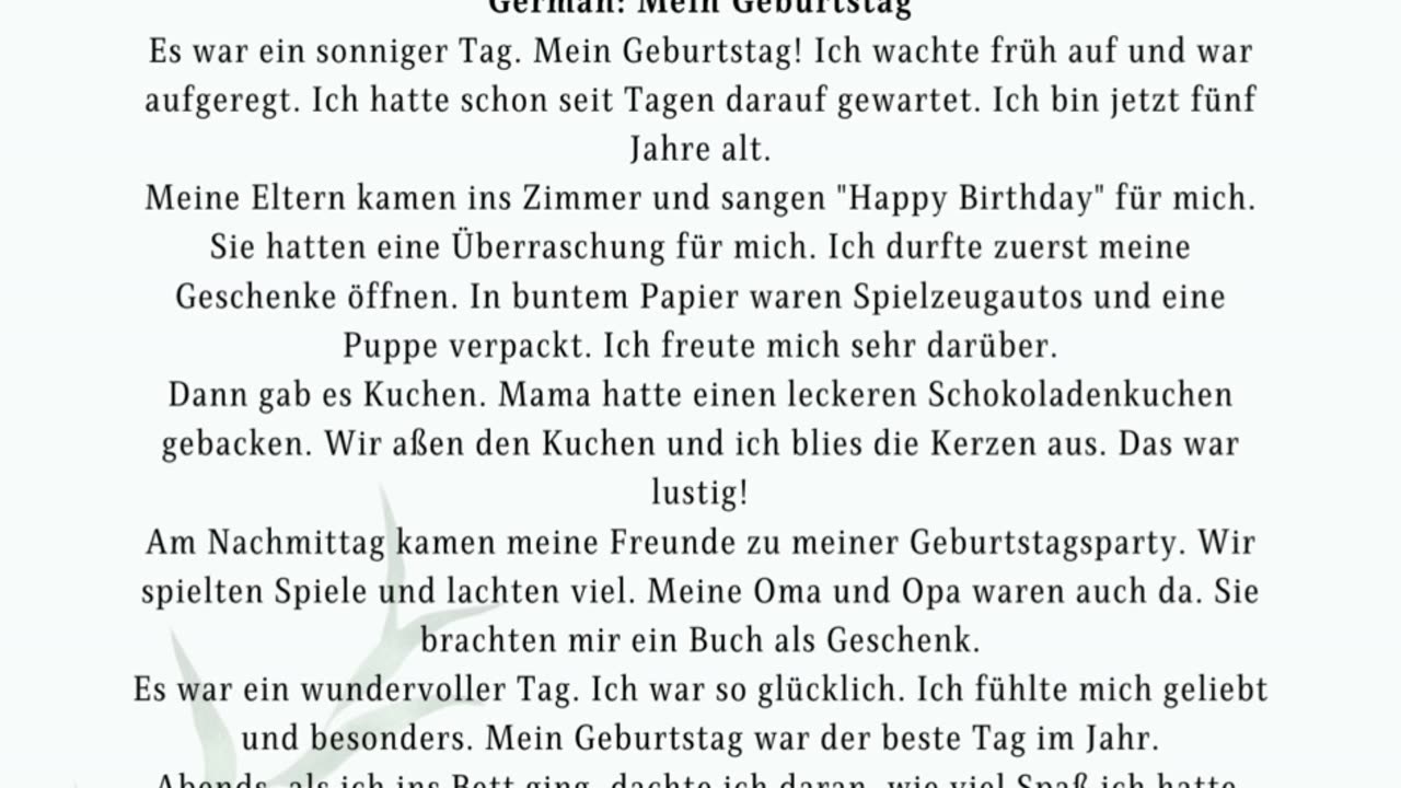 Mein Geburtstag (A1 Level) - German Audio Lesson