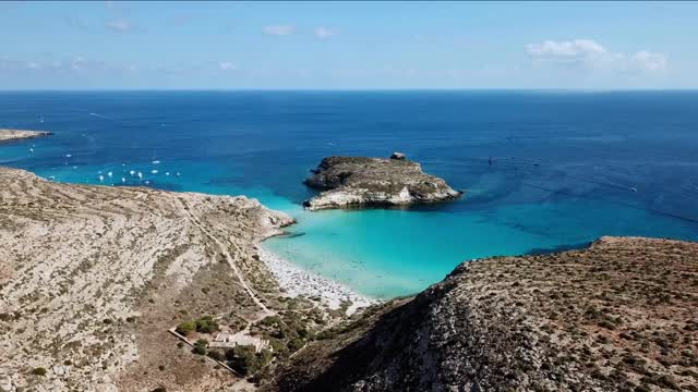 aerial view of isola dei conigli next to the island of lampedusa sicily italy