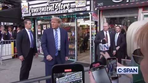 4/16/24 President Donald Trump visits a Harlem NY bodega after the second full day of jury selection