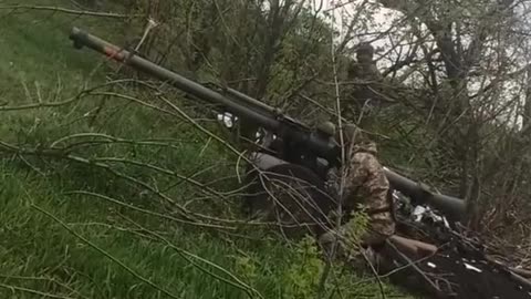 A Ukrainian Firing a Swedish 90mm Recoilless Gun