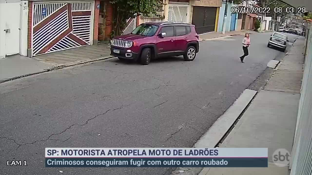 Motorista atropela criminosos que pilotavam moto no ABC Paulista | Primeiro Impacto (07/10/22)