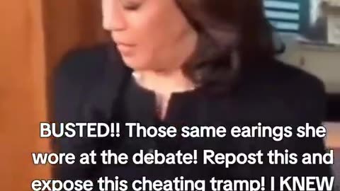 Kamala Harris using bluetooth phone earrings