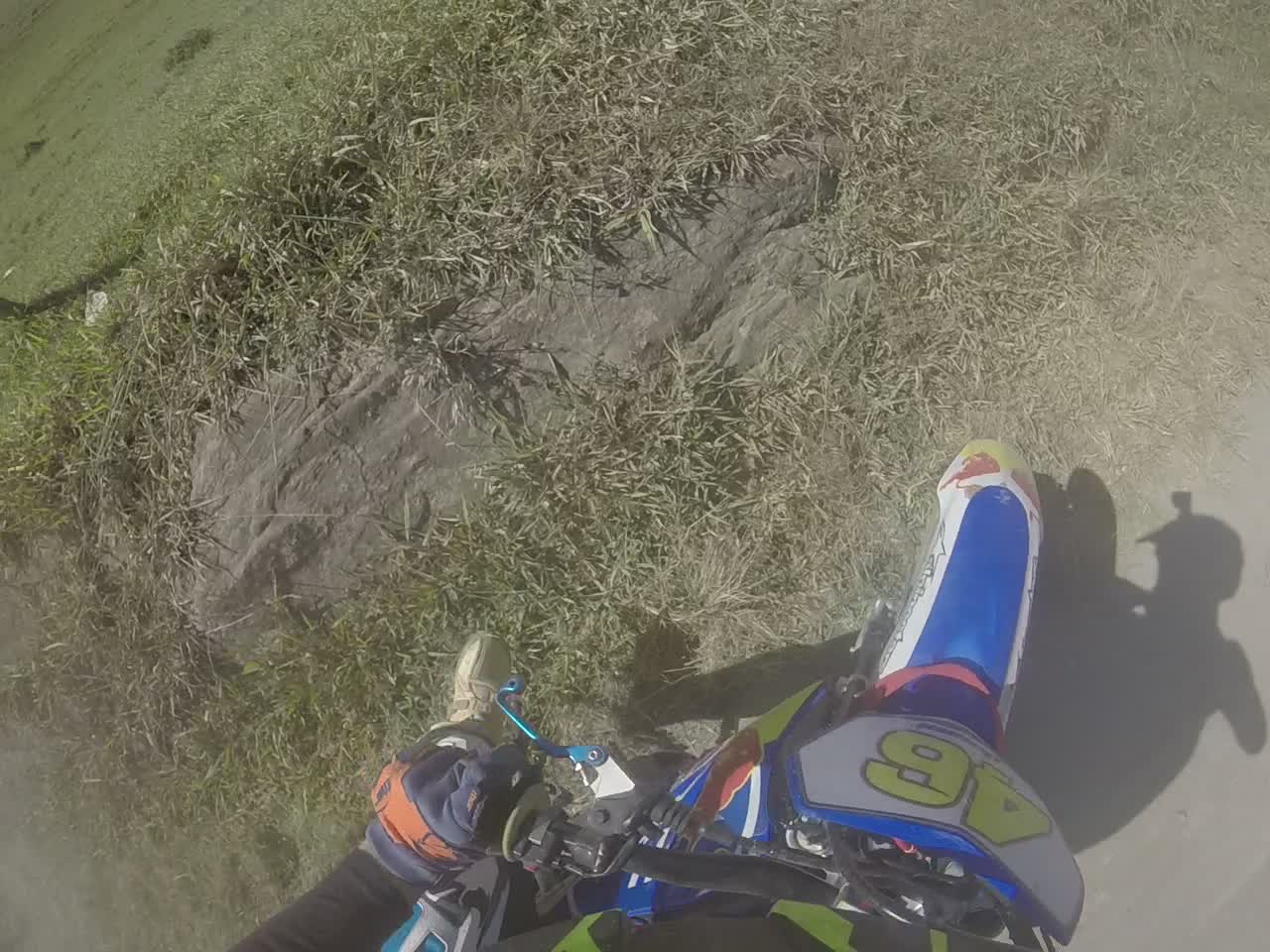 Dirt Biker Rider Nearly Runs Over Friend That Crashed in Front of Him