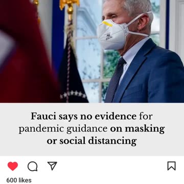 Fauci says no evidence for pandemic guidance on masking or social distancing