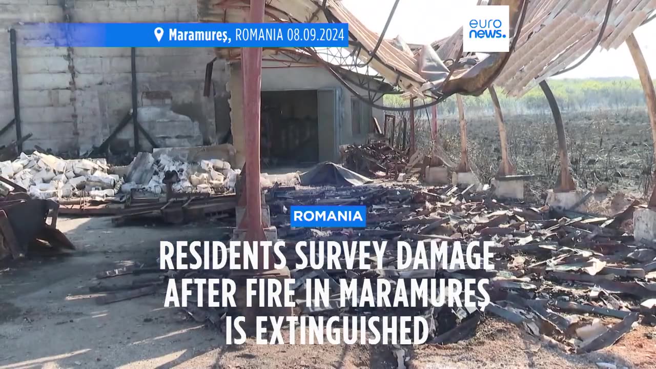 Residents in northern Romania survey damage after massive fire is extinguished