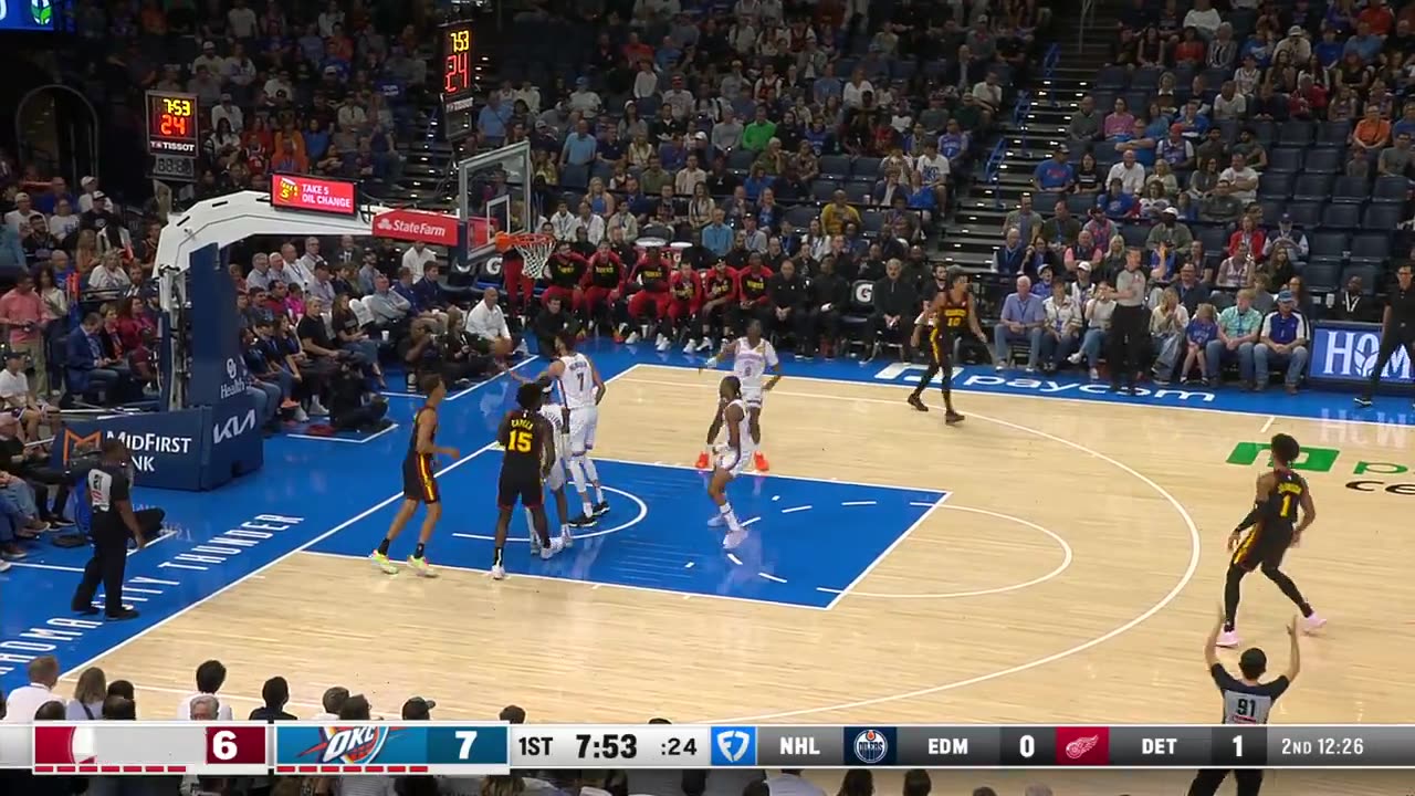 NBA - Trae Young letting it fly from deep EARLY in OKC!