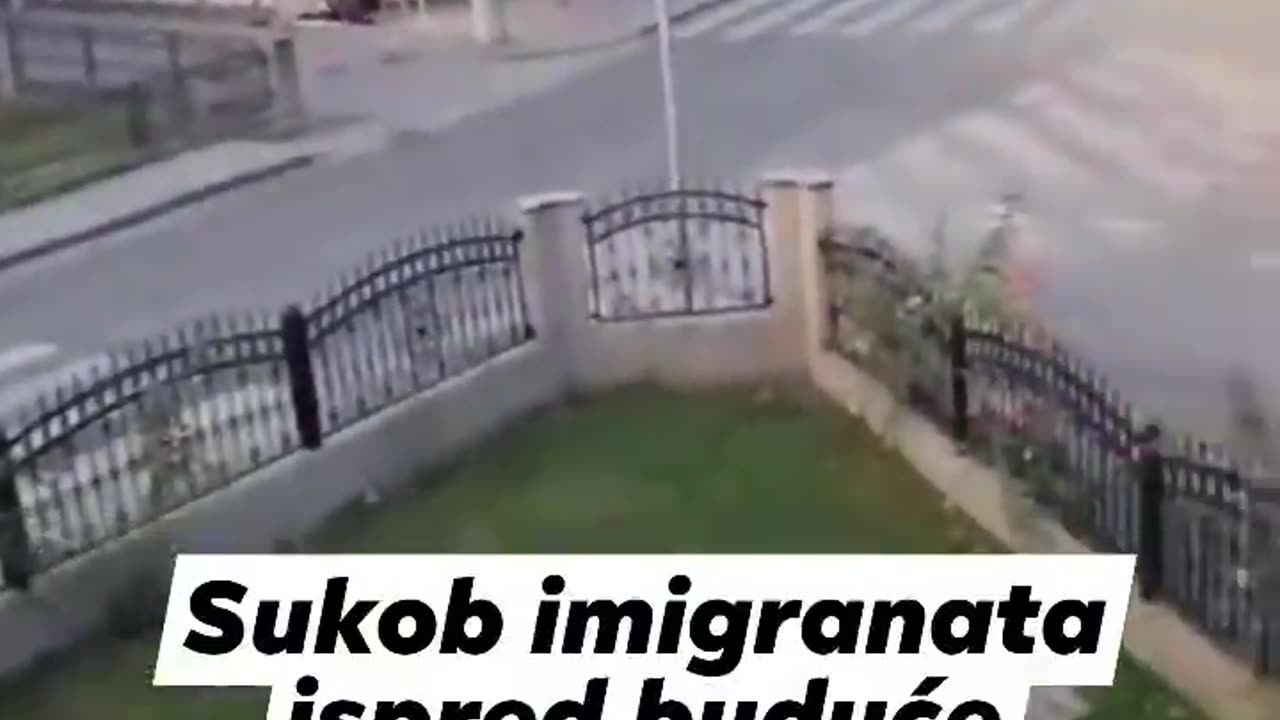 Starcie migrantów przed przyszłą szkołą podstawową w Zagrzebiu.