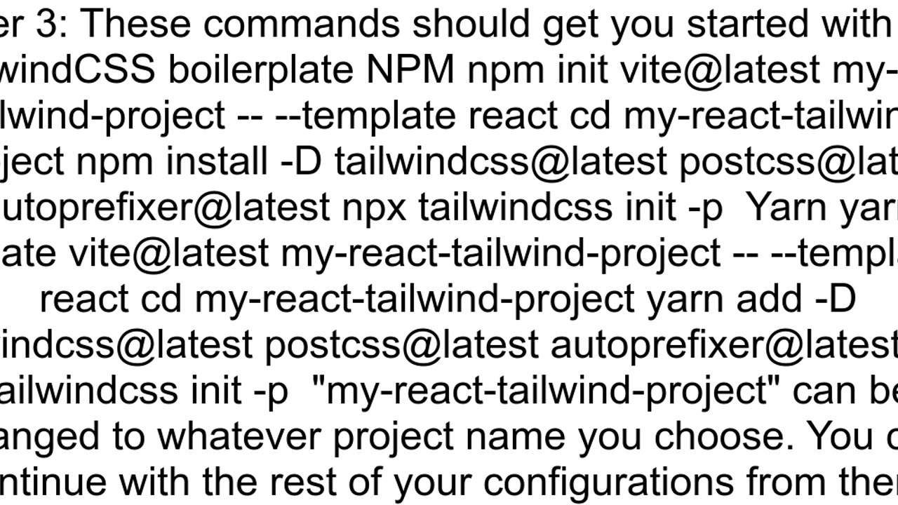 Is there a terminal command that installs both react tailwindcss using vite