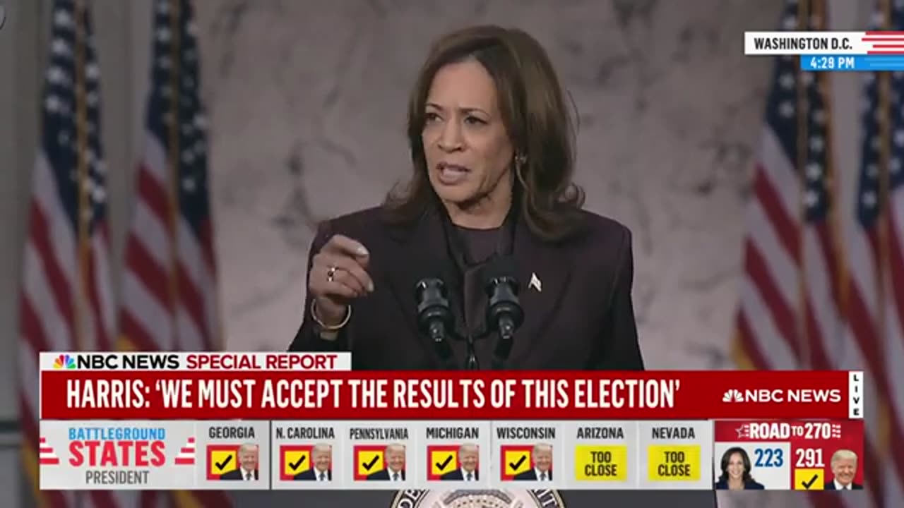 Watch Harris' full concession speech following Trump win