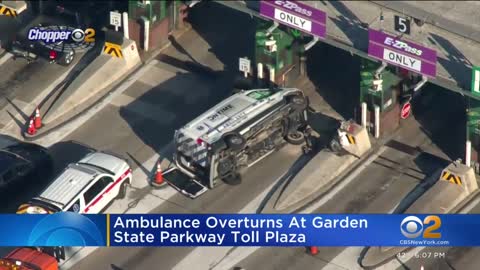 Ambulance overturns at Garden State Parkway toll plaza