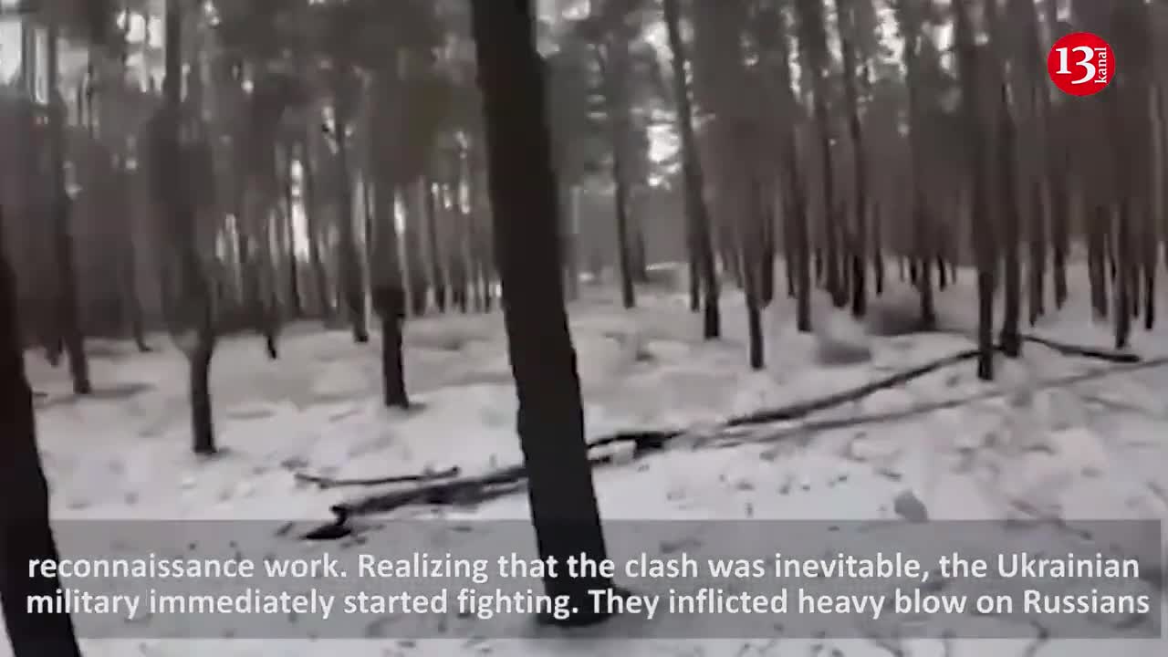 Ukrainian troops conducting reconnaissance in snowy forest encounter Russians-fierce battle occurred