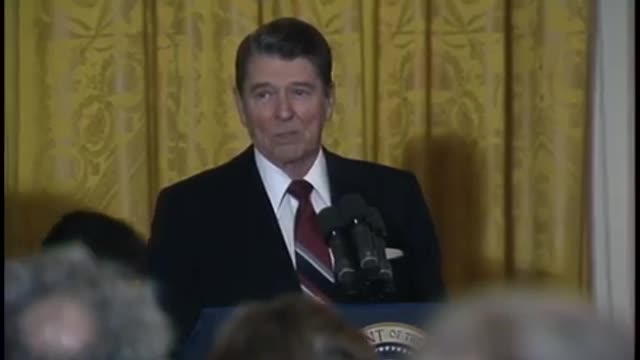 Preident Reagan's Remarks at a Reception for Public Broadcasting Service (PBS)) Guests in East Room.