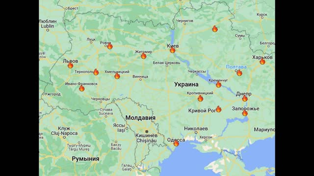 The areas hit by Russian Missiles and suicide drones this morning (20-10-22)