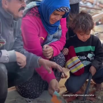 Palestinian family is living in a shelter built on ruins of their house, in Khan Younis, Gaza