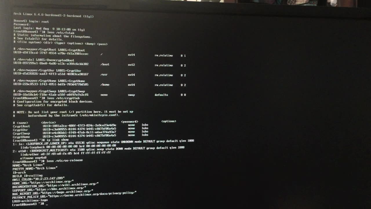 Arch Linux Encrypted Drives First Boot