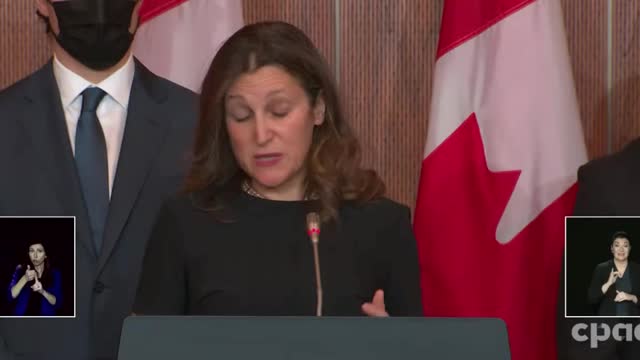 Freeland: "The way to get your account unfrozen is to stop being part of the blockade and occupation."