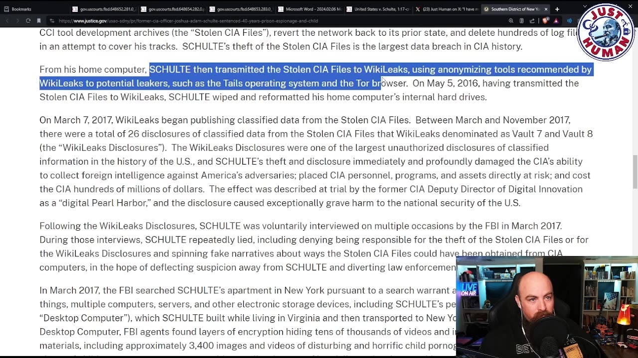 Former CIA Officer Joshua Adam Schulte Sentenced To 40 Years In Prison For Espionage And Child Porn