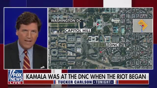 Tucker - Feb 09, 2022 - VP Kamala Harris was at the DNC during the J6 riot.