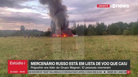 Avião cai e agências de notícias russas dizem que Yevgeny Prigozhin morreu na queda