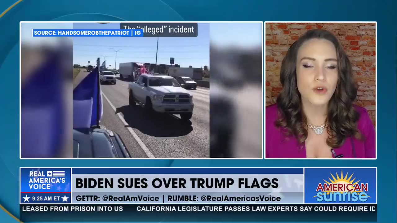 Sued by Biden's White House for flying Trump flags next to Biden bus?