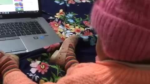 Cute baby enjoying