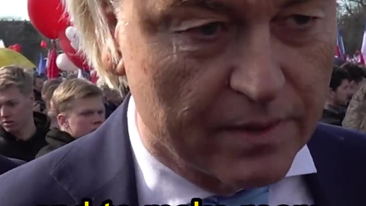 Geert Wilders at the Hague protest today tells Callum from rebel news