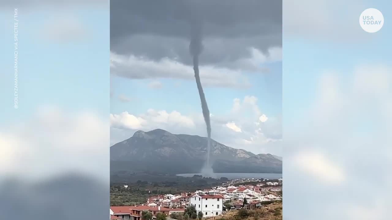 Towering waterspout twists on Turkey's coastline | USA TODAY