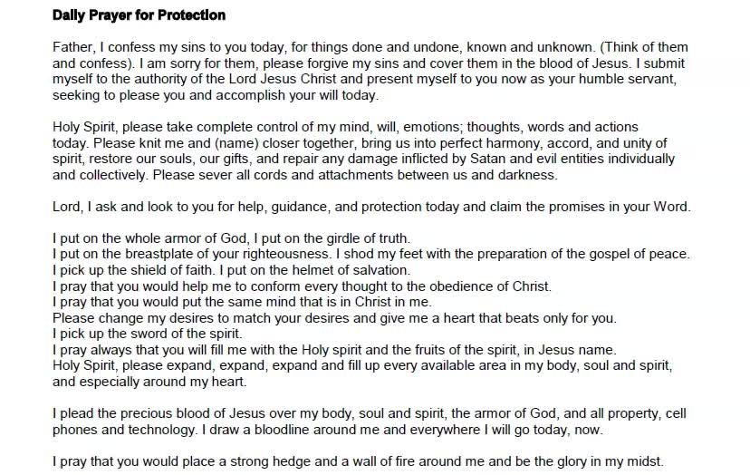 Daily Prayer for Protection